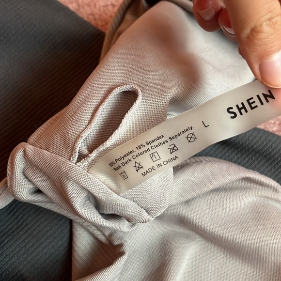 Gray Two Toned One Piece Swimsuit SHEIN Size Large - Picture 6 of 6